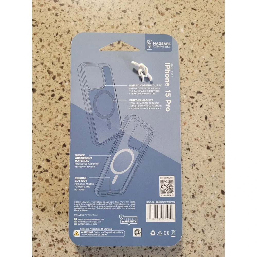 iHome Velo Blue iPhone 15 Pro Magsafe Compatible Protective Cellphone Case